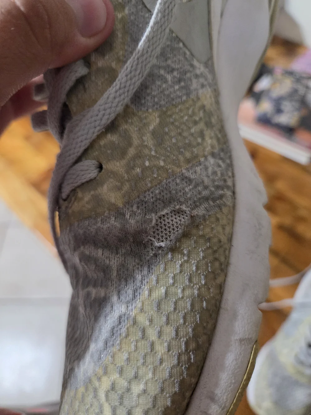 Nike Women's Athletic Sneakers in Light Gray and Pale Yellow